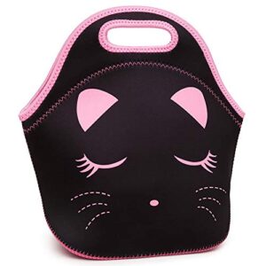 Efree Cute Cat Face Bow Diamond Bling Waterproof Pink, Black Set, Size Large