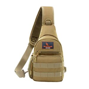 bravehawk outdoors sling chest bag, 900d nylon tactical molle compact crossbody hiking cycling pack (khaki)