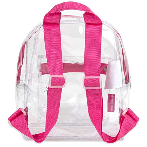 Water Resistant Clear Mini Backpacks for Beach, Travel - Stadium Approved Bag with Adjustable Straps (Pink)