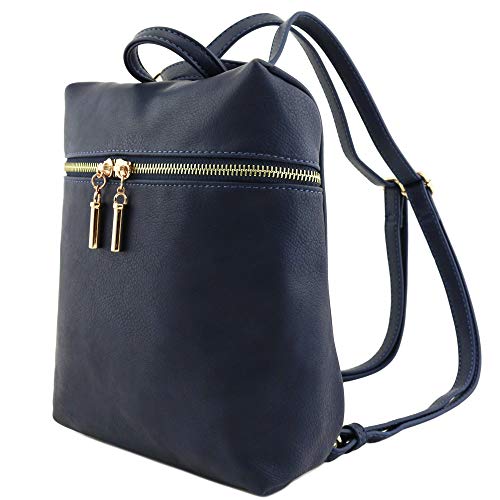 FashionPuzzle Small Versatile Crossbody Backpack (Navy)