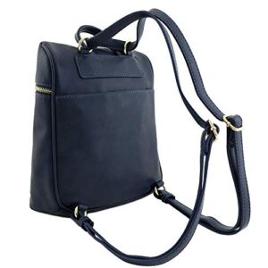 FashionPuzzle Small Versatile Crossbody Backpack (Navy)