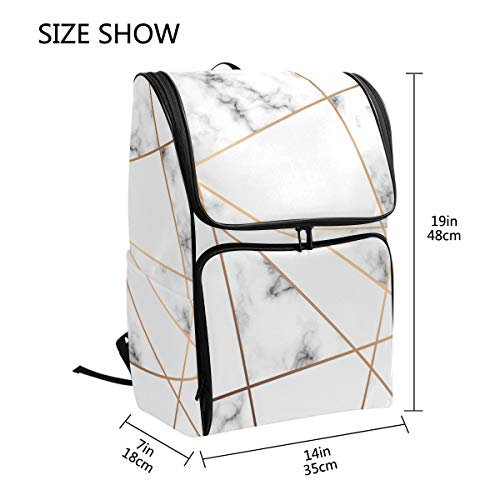 ZZKKO Geometric Marble Art Black and White Backpacks College Book Laptop Bag Camping Hiking Travel Daypack