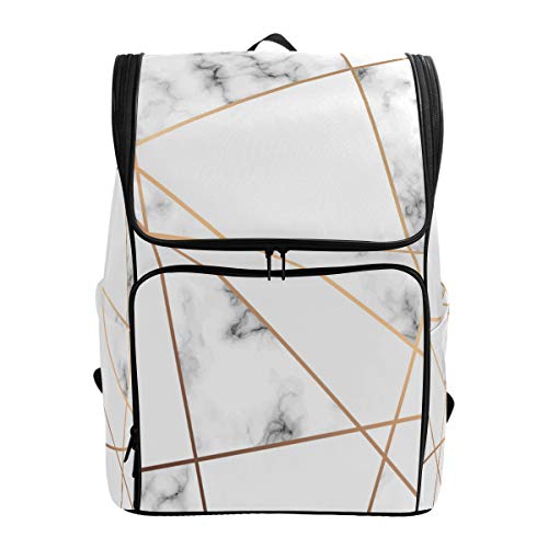 ZZKKO Geometric Marble Art Black and White Backpacks College Book Laptop Bag Camping Hiking Travel Daypack