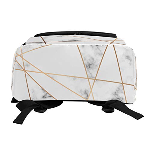 ZZKKO Geometric Marble Art Black and White Backpacks College Book Laptop Bag Camping Hiking Travel Daypack