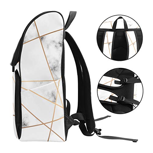 ZZKKO Geometric Marble Art Black and White Backpacks College Book Laptop Bag Camping Hiking Travel Daypack