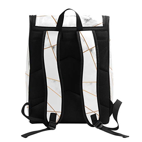 ZZKKO Geometric Marble Art Black and White Backpacks College Book Laptop Bag Camping Hiking Travel Daypack