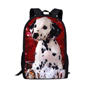 beauty collector dalmatian school backpacks dog print for elementary students, casual daypack