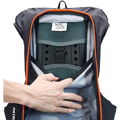 USWE Patriot 15L Hydration Backpack with Back Protector, Water Bladder Compatible, Bounce Free Backpack for MTB, Dirt Bike, Enduro, Moto & More (15L, Grey/Black)