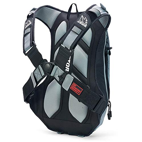 USWE Patriot 15L Hydration Backpack with Back Protector, Water Bladder Compatible, Bounce Free Backpack for MTB, Dirt Bike, Enduro, Moto & More (15L, Grey/Black)