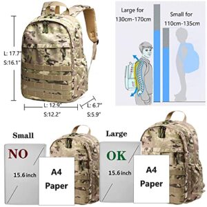 Wraifa Boys Backpack With Lunch Box Waterproof Kids School Bag Outdoor Travel Camping Daypack Camo Backpack for Boys Rucksack(Amy Green With Lunch Box, Small)