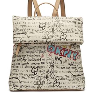 DKNY Multipurpose Fashion Backpack, White Iconic Graffiti Tilly