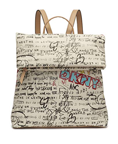 DKNY Multipurpose Fashion Backpack, White Iconic Graffiti Tilly