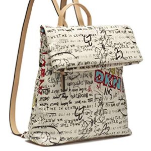 DKNY Multipurpose Fashion Backpack, White Iconic Graffiti Tilly