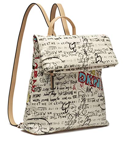 DKNY Multipurpose Fashion Backpack, White Iconic Graffiti Tilly