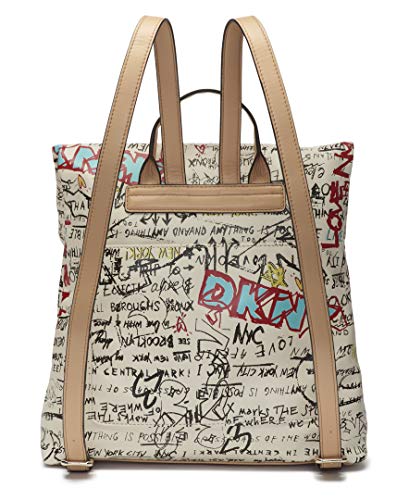 DKNY Multipurpose Fashion Backpack, White Iconic Graffiti Tilly