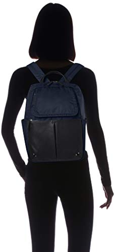 Y'saccs(イザック) Isaac Y91-11-04 New Nylon x Leather Combination Series, Front Pocket Rucksack, Women's, Navy