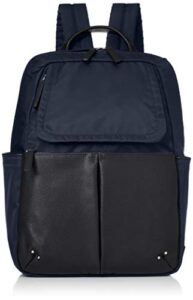 y'saccs(イザック) isaac y91-11-04 new nylon x leather combination series, front pocket rucksack, women's, navy