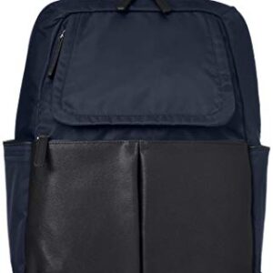Y'saccs(イザック) Isaac Y91-11-04 New Nylon x Leather Combination Series, Front Pocket Rucksack, Women's, Navy