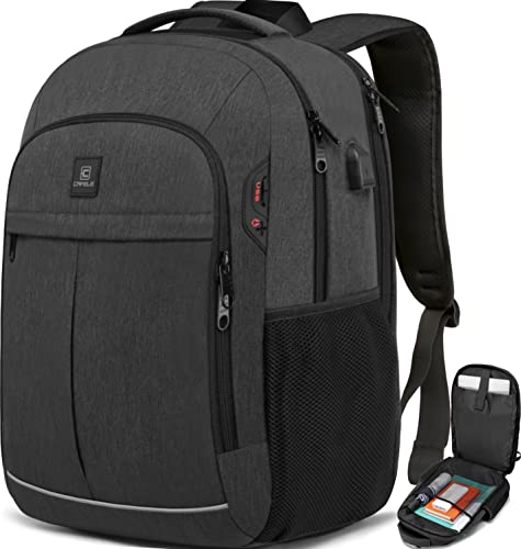 CAFELE 17.3 Inch Laptop Backpack, School Backpack,Large TSA Travel Carry on Backpack,College Student Bookbag with USB Port,Teenagers Water Resistant Computer Bagpack Gift for Men Women,Grey