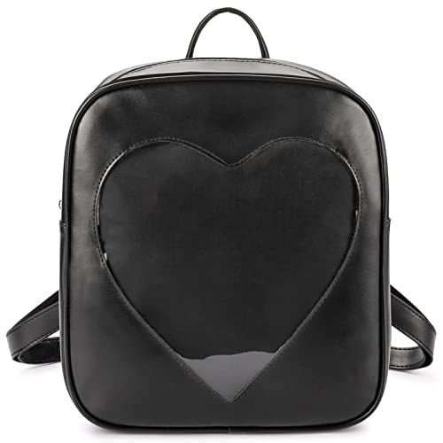 STEAMEDBUN Ita Bag Backpack Heart Shaped Black Pin Display Backpack with Insert