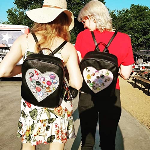 STEAMEDBUN Ita Bag Backpack Heart Shaped Black Pin Display Backpack with Insert