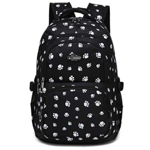 goldwheat backpack for girls middle school bag lightweight kids bookbag with cute pawprint water resistant
