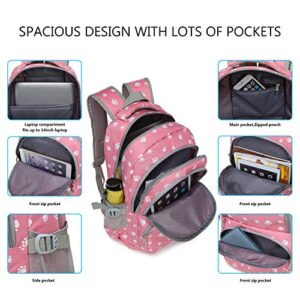 goldwheat Backpack for Girls Middle School Bag Lightweight Kids Bookbag with Cute Pawprint Water Resistant