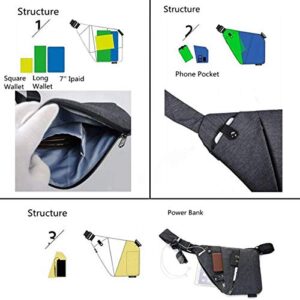 TOLOG Sling Bag Fashion Digital Silm Shoulder Bag Men Multi-functional Crossbody Backpack Anti-theft Gun Chest Bag (Right Hand)
