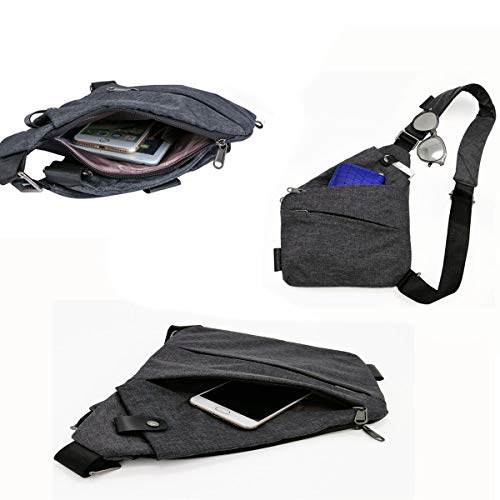 TOLOG Sling Bag Fashion Digital Silm Shoulder Bag Men Multi-functional Crossbody Backpack Anti-theft Gun Chest Bag (Right Hand)