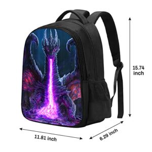 SARA NELL Kids Cool Purple Dragon School Backpack for Boys Girls, Durable Bookbag with 2 Main Compartment, Side Pockets, Kindergarten Elementary Backpack, 15.7 Inches