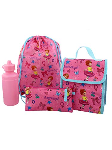 Fancy Nancy Girls 5 piece Backpack and Snack Bag School Set (One Size, Pink/Blue)