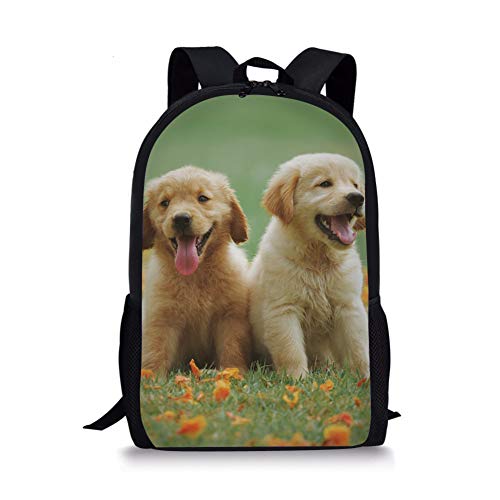 Cute Golden Retriever Bookbags Boys Girls School Backpack Lightweight Durable Teen Travel Daypack