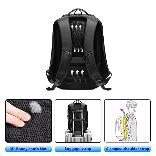 Eurcool Laptop Backpack for Men,Multifunction Business 15.6/17/17.3 inch Laptop Backpack,with USB Charging Port Waterproof Travel Bag, Black-07, Large