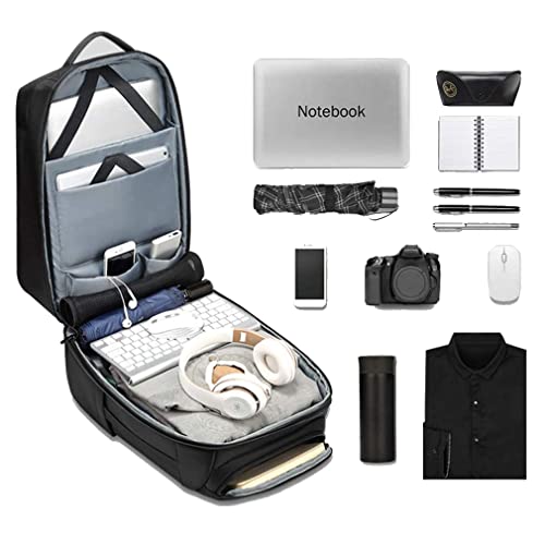 Eurcool Laptop Backpack for Men,Multifunction Business 15.6/17/17.3 inch Laptop Backpack,with USB Charging Port Waterproof Travel Bag, Black-07, Large