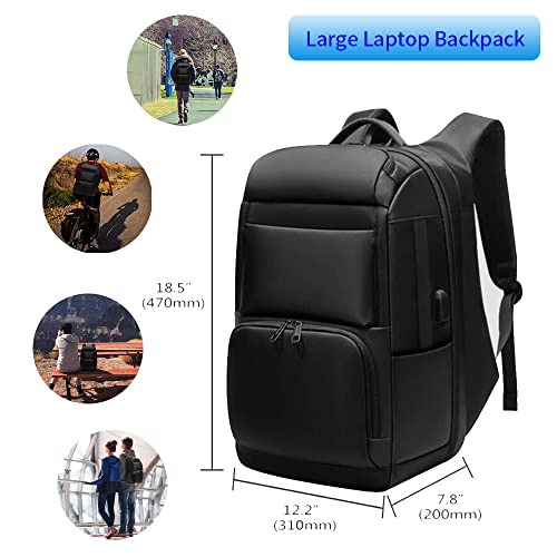 Eurcool Laptop Backpack for Men,Multifunction Business 15.6/17/17.3 inch Laptop Backpack,with USB Charging Port Waterproof Travel Bag, Black-07, Large