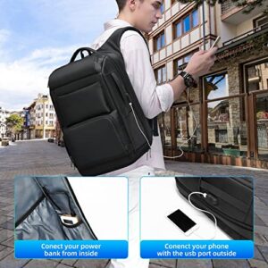 Eurcool Laptop Backpack for Men,Multifunction Business 15.6/17/17.3 inch Laptop Backpack,with USB Charging Port Waterproof Travel Bag, Black-07, Large