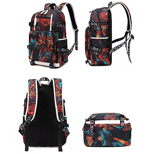 fanwenfeng Basketball Player Star Antetokounmpos Multifunction Backpack Travel Student Backpack Fans Bookbag For Men Women (Style 2)