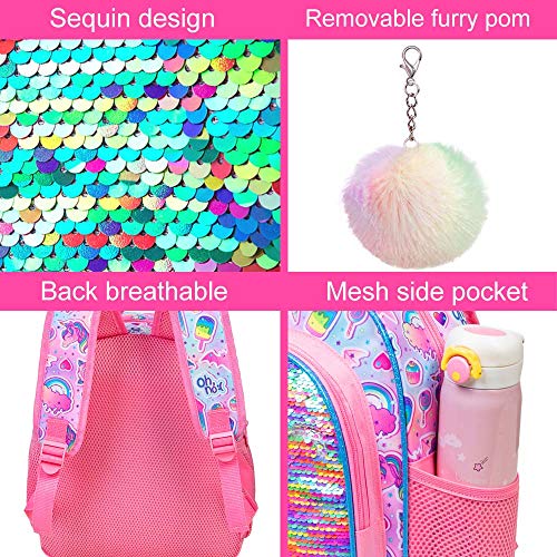 Unicorn Backpack for Girls, 12" Toddler Sequin Kids Bookbag, Cute Animal Preschool Kindergarten Schoolbag