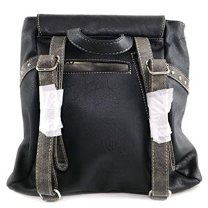 Zelris Western Country Cross Chevron Design Square Rucksack Backpack (Black Pink)