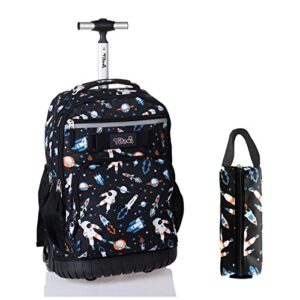tilami rolling backpack 18 inch with pencil case wheeled laptop bag, astronaut