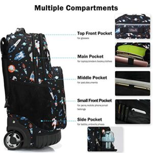 Tilami Rolling Backpack 18 inch with Pencil Case Wheeled Laptop Bag, Astronaut
