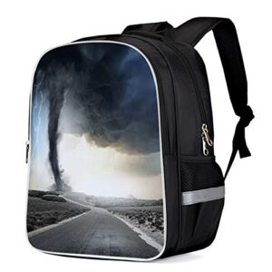 prime leader unisex durable school backpack- tornado with lightning, lightweight oxford fabric school bags with reflective strip daypack laptop bags