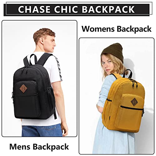 Backpack for Men and Women,ChaseChic WaterResistant Lightweight School Backpacks 15-in Laptop College Travel Bookbags,Black