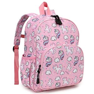 ravuo unicorn backpack for girls, cute toddler backpack lightweight kids preschool bookbag daypack with chest strap