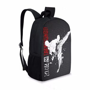 FUIBENG Cool Taekwondo Print Backpack for Elementary College Teenagers School Bag Travel Beach Daypack Boys Girls Shoulders School Backpack