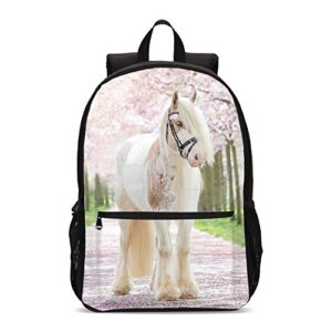fehuew 3d animal sakura cute horse girls backpacks kids bookbag daypack 17" shoulder bag