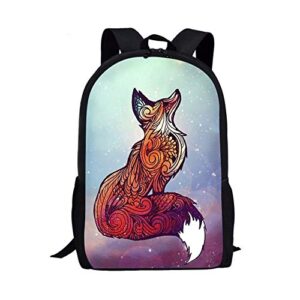 dellukee fox print funny school backpack for kids boys girls middle school elementary book bag large durable daypack