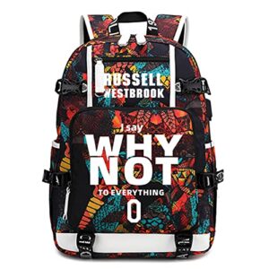 basketball player star westbrook luminous backpack travel student backpack fans bookbag for men women (style 1)