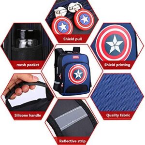 Lonme Backpacks Captain America Children Primary Schoolbag School Bags Teenager Student Backpack Dayback Waterproof (Royal Blue, Large)