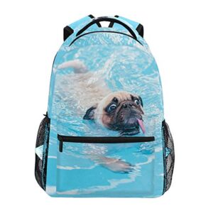 happy cute pug dog backpacks travel laptop daypack school bags for teens men women